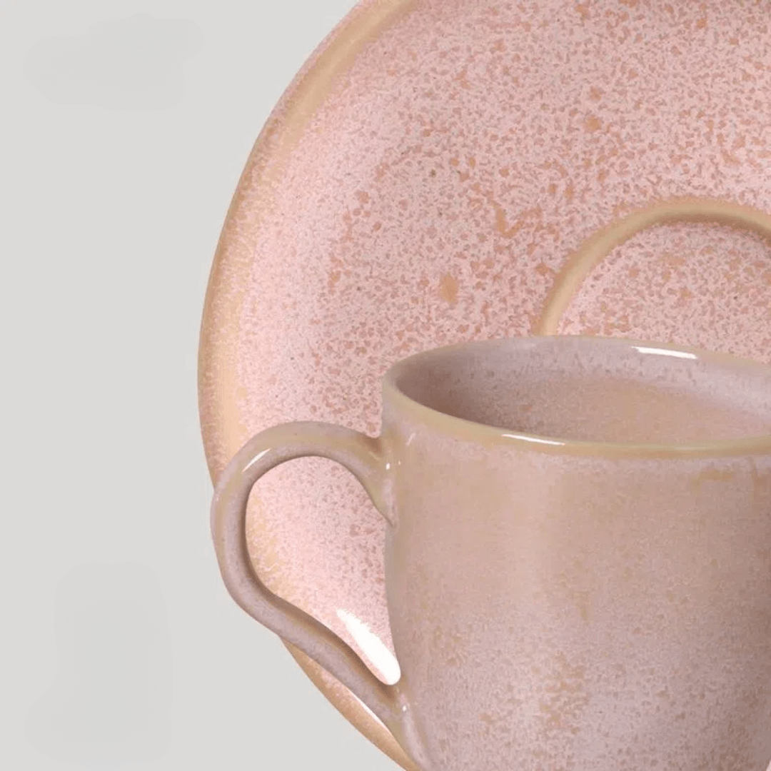 Jogo 6 Xícaras de Café com Pires Bio Litchi Rosa 120ml