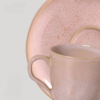 Jogo 6 Xícaras de Café com Pires Bio Litchi Rosa 120ml