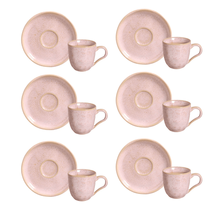 Jogo 6 Xícaras de Café com Pires Bio Litchi Rosa 120ml