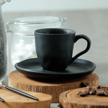 Jogo 6 Xícaras de Café com Pires Bio Preto Matte 120ml
