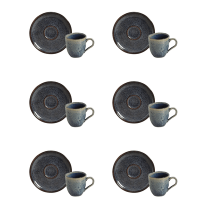 Jogo 6 Xícaras de Café com Pires Bio Titanium Azul Escuro 120ml