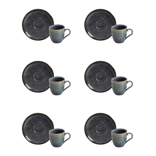 Jogo 6 Xícaras de Café com Pires Bio Titanium Azul Escuro 120ml