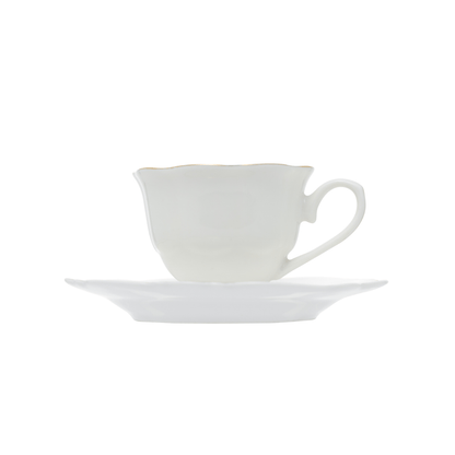 Jogo 6 Xícaras de Café com Pires Maldivas Branco com Fio de Ouro