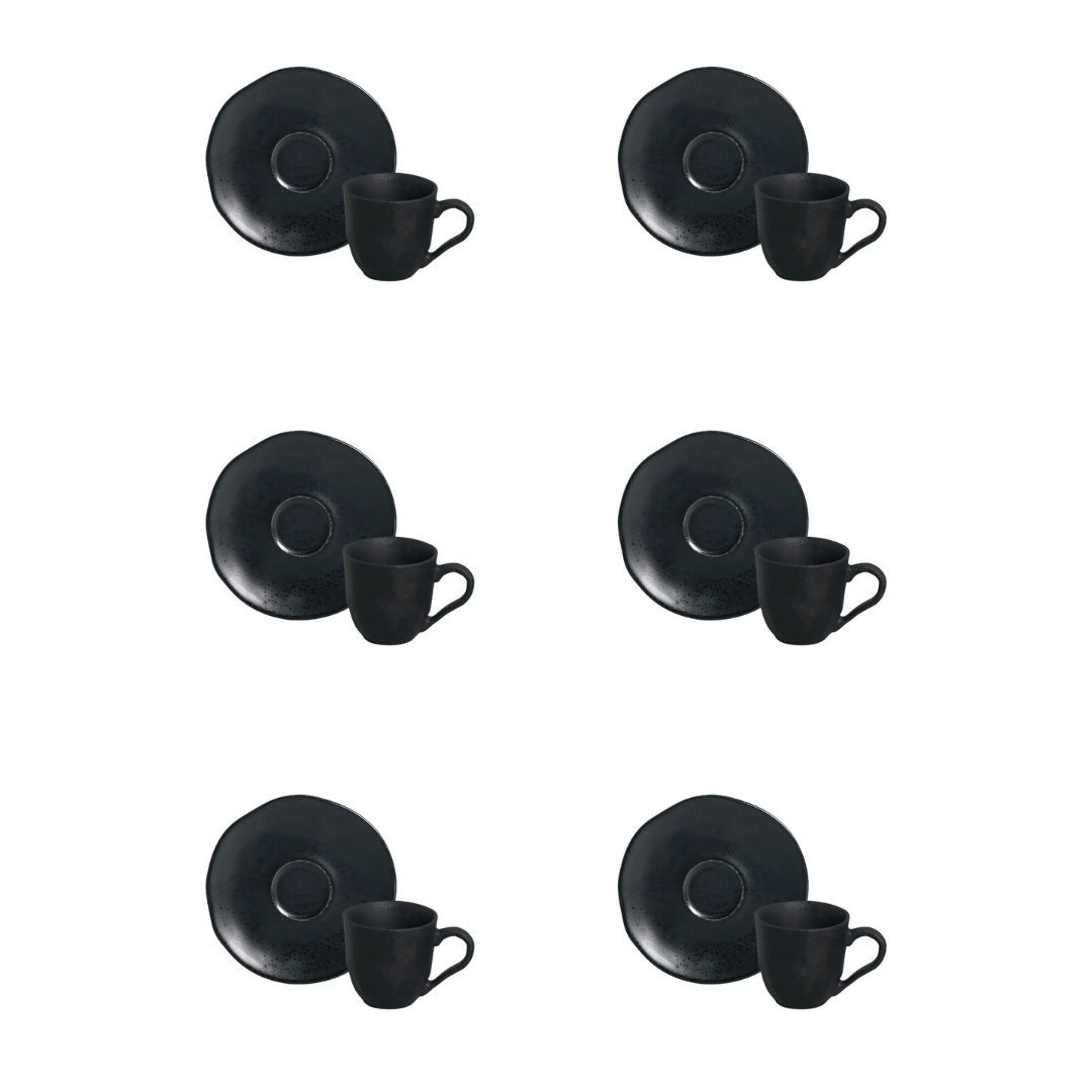 Jogo 6 Xicaras de Café com Pires Orgânico Eclipse 120ml