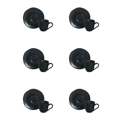 Jogo 6 Xicaras de Café com Pires Orgânico Eclipse 120ml