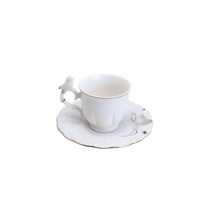 Jogo 6 Xicaras de Café em Porcelana Birds Round Plate Colorido 100ml