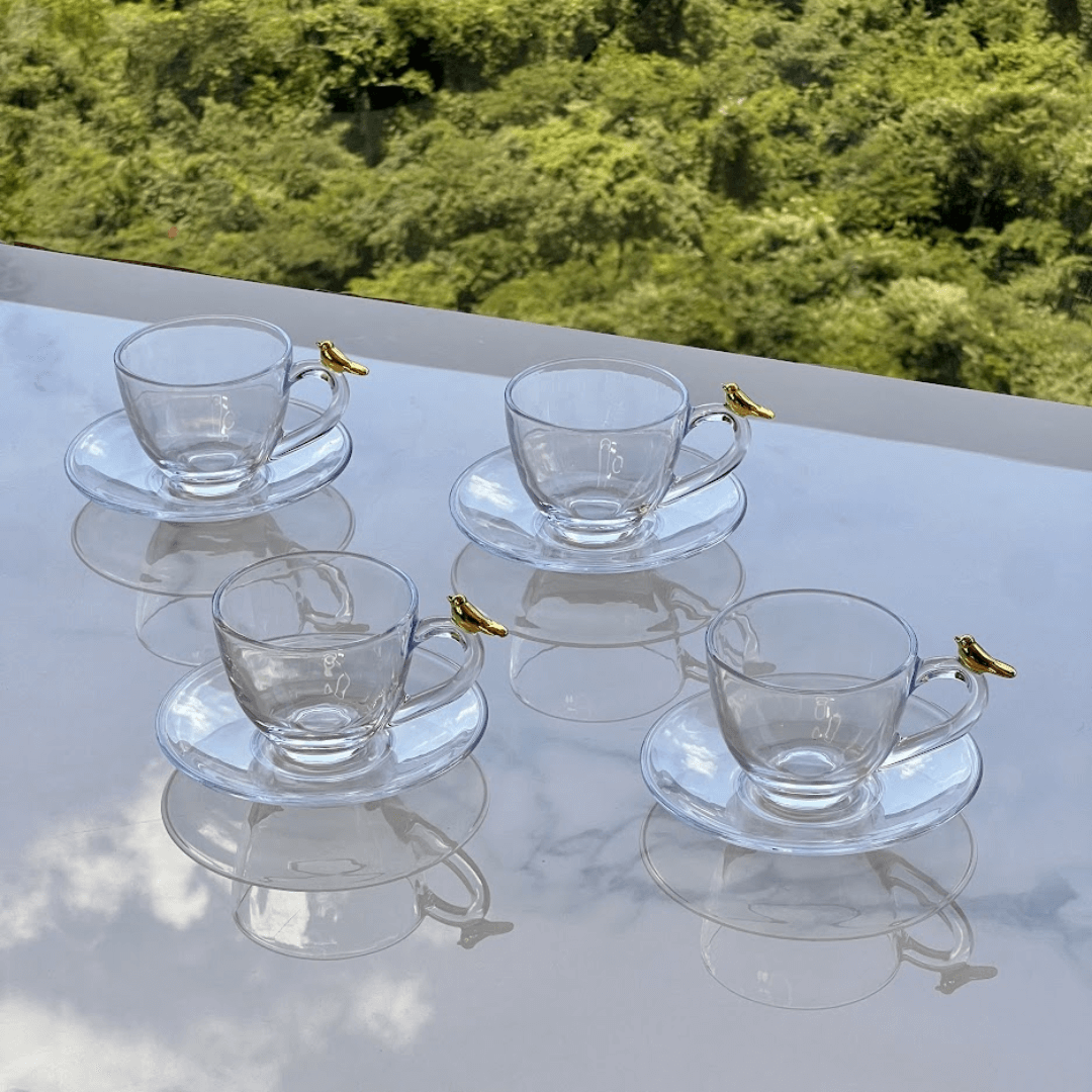 Jogo de 4 Xícaras de Café com Pires Golden Bird 80ml