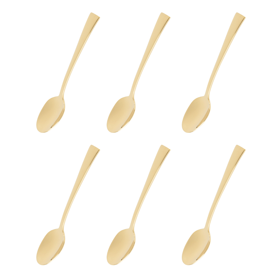 Jogo de Colheres para Café Aço Inox Berna Dourado 6 Peças
