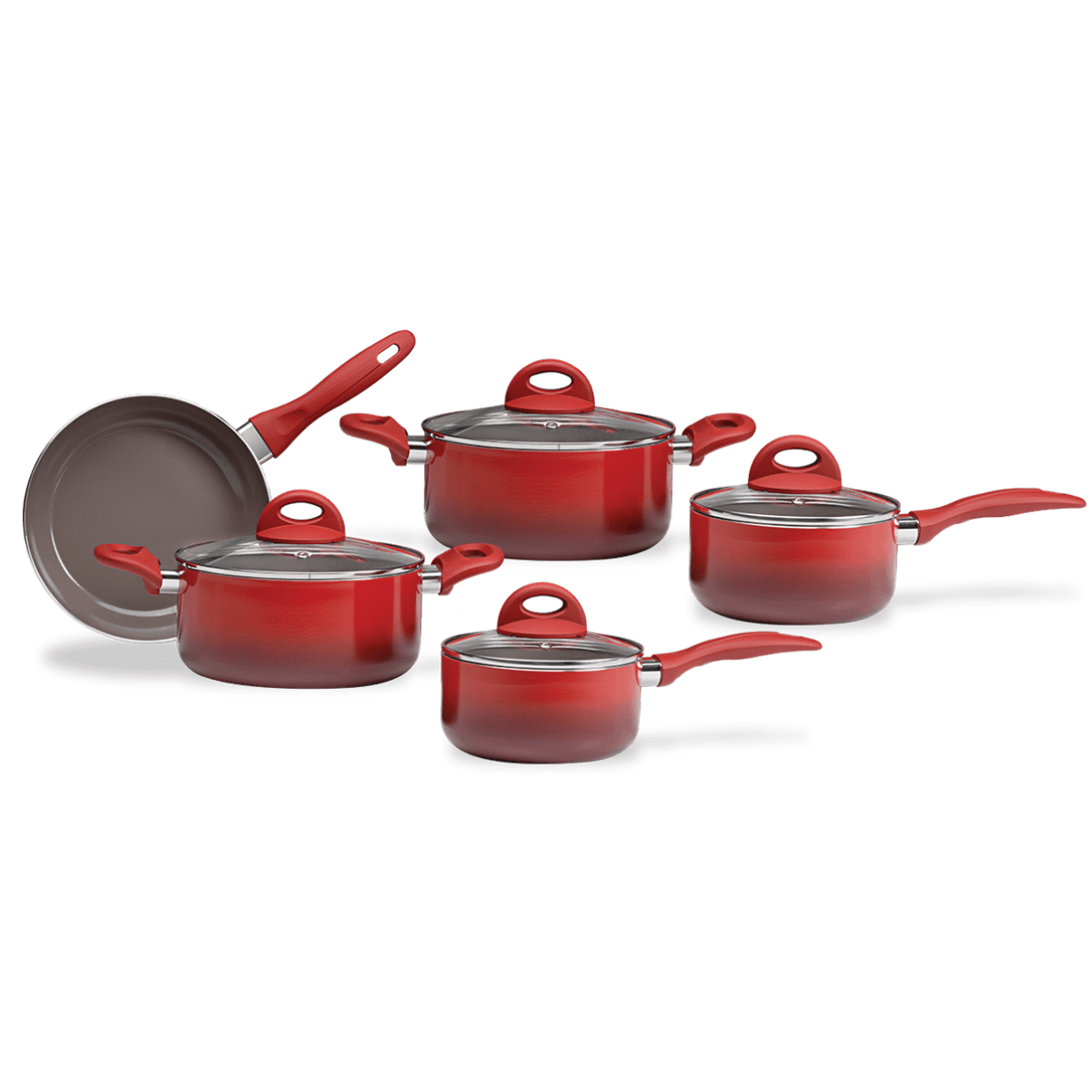 Jogo de Panelas 5 peças Com Revestimento Vitro-Cerâmico Degradê Vermelho Ceramic Magnólia