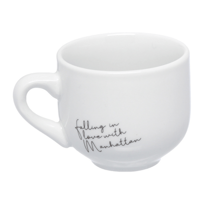 Jogo Xicara de Café com Pires em Porcelana Manhattan Branca 90ml 6 Peças