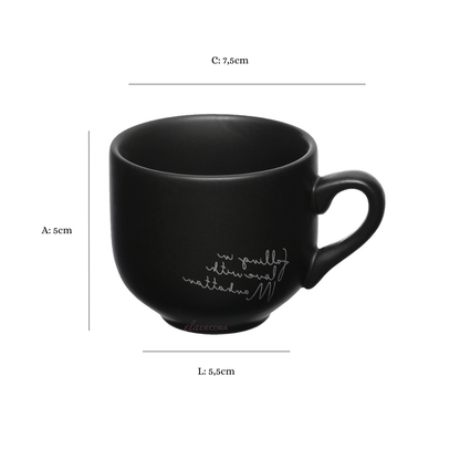 Jogo Xicara de Café com Pires em Porcelana Manhattan Preta 90ml 6 Peças