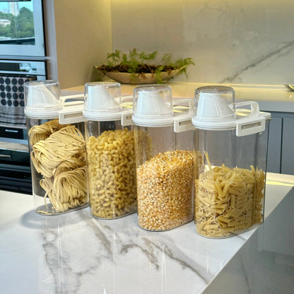 Kit 4 Potes Herméticos com Copo Medidor 2,5 Litros Ela Decora