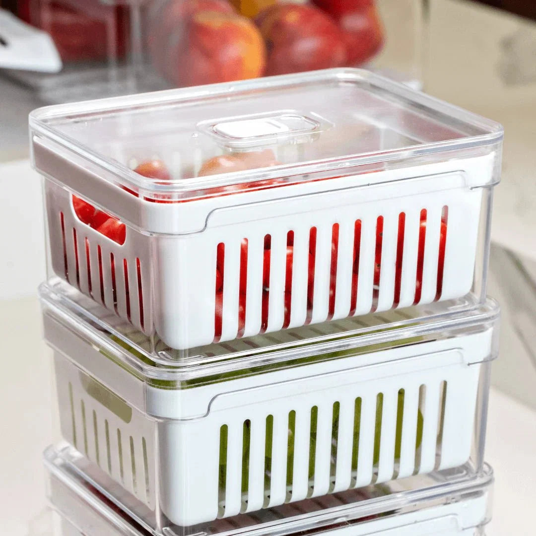 Kit de 4 Organizadores de Geladeira Clear Fresh com Cesto 2,2 Litros