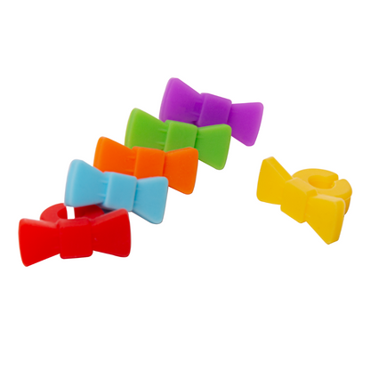 Kit 6 Marcadores de Taças Gravata Borboleta de Silicone