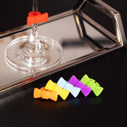 Kit 6 Marcadores de Taças Gravata Borboleta de Silicone