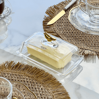 Manteigueira com Tampa de Cristal Ecológico Golden Bird 18cm