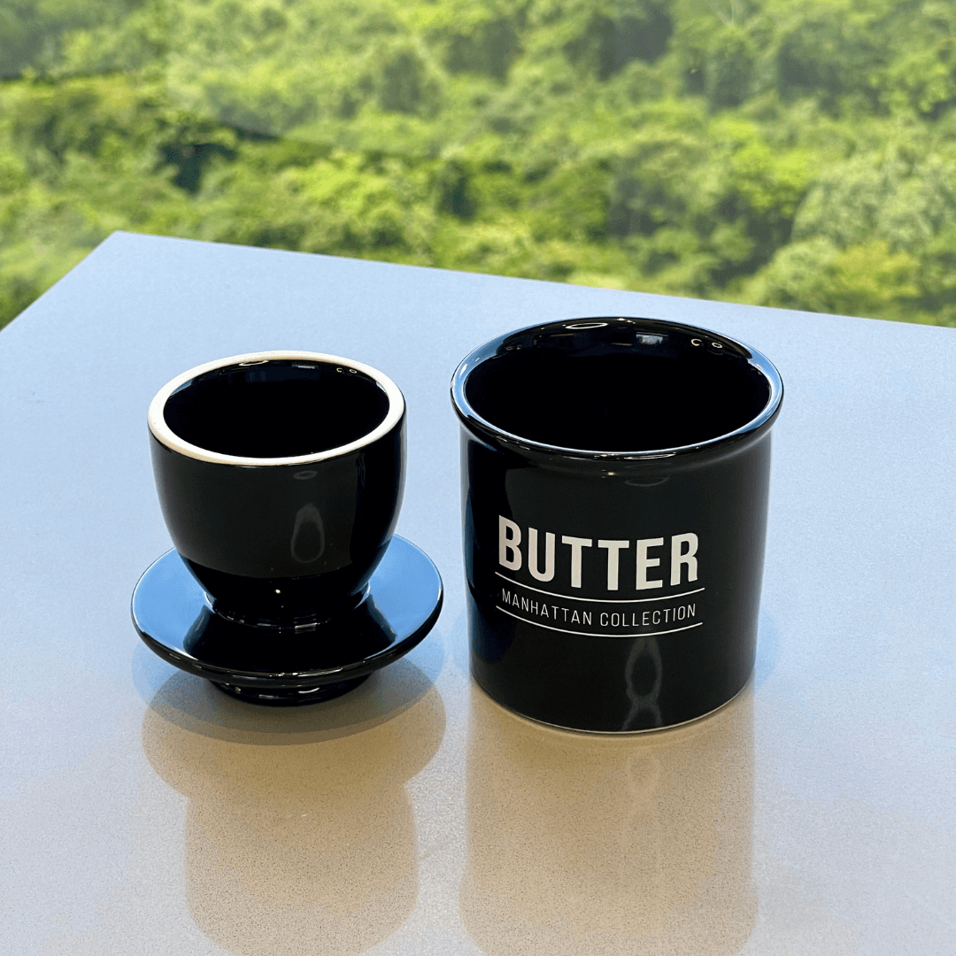 Manteigueira Francesa de Cerâmica Preta 10cm