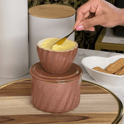 Manteigueira Francesa Twist em Cerâmica Rosa Organico 250g
