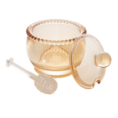Meleira Cristal de Chumbo com Colher Pearl Âmbar 9,4cm