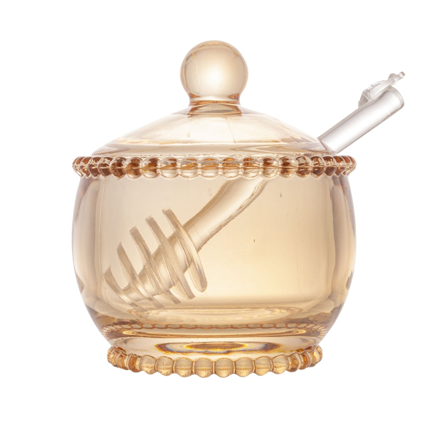 Meleira Cristal de Chumbo com Colher Pearl Âmbar 9,4cm