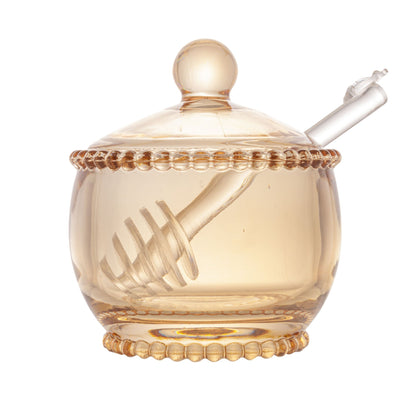 Meleira Cristal de Chumbo com Colher Pearl Âmbar 9,4cm