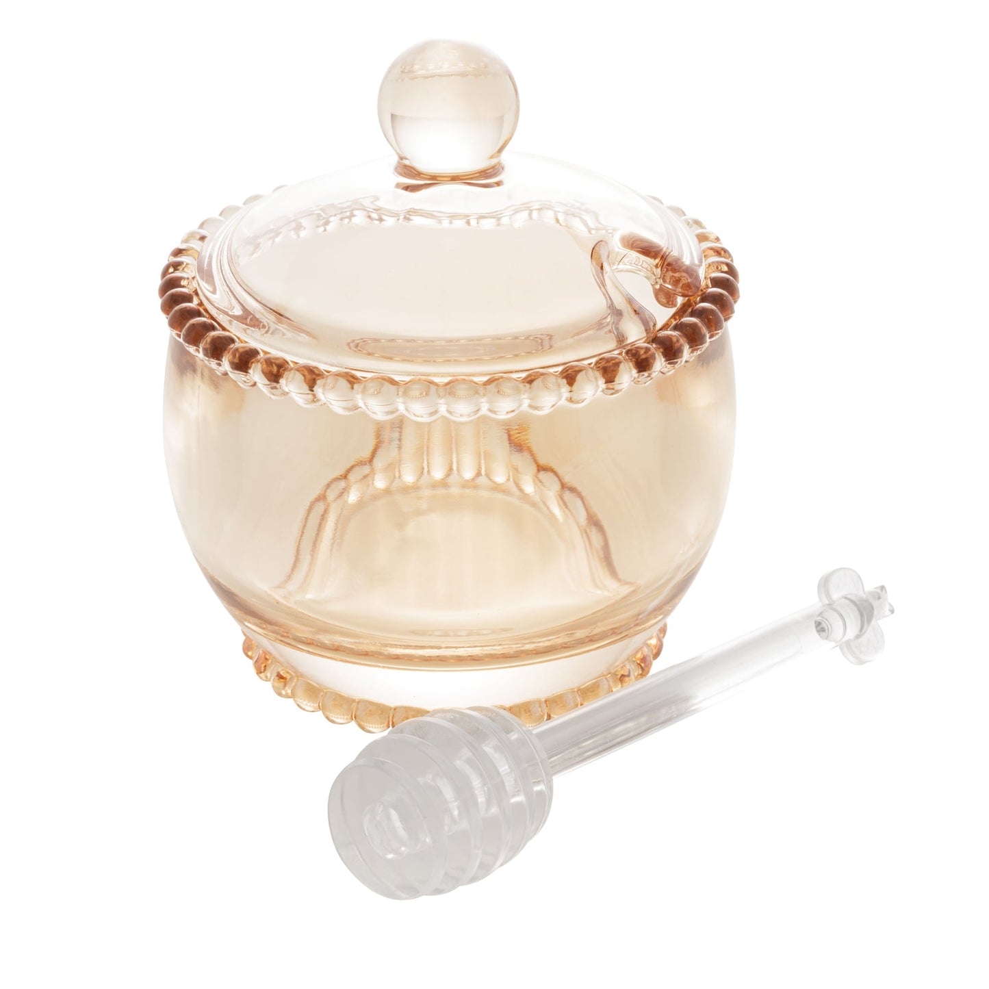 Meleira Cristal de Chumbo com Colher Pearl Âmbar 9,4cm