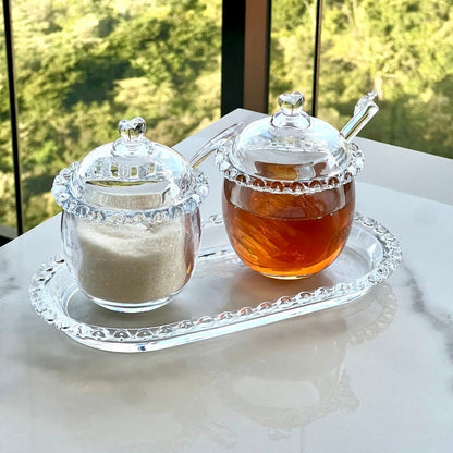 Meleira de Cristal Chumbo com Pegador e Detalhes em Formato de Coração