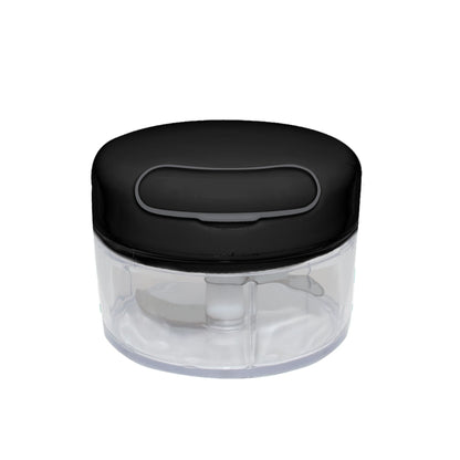 Mini Processador de Alimentos Manual em Plástico com 2 Laminas Preto e Cinza 200ml