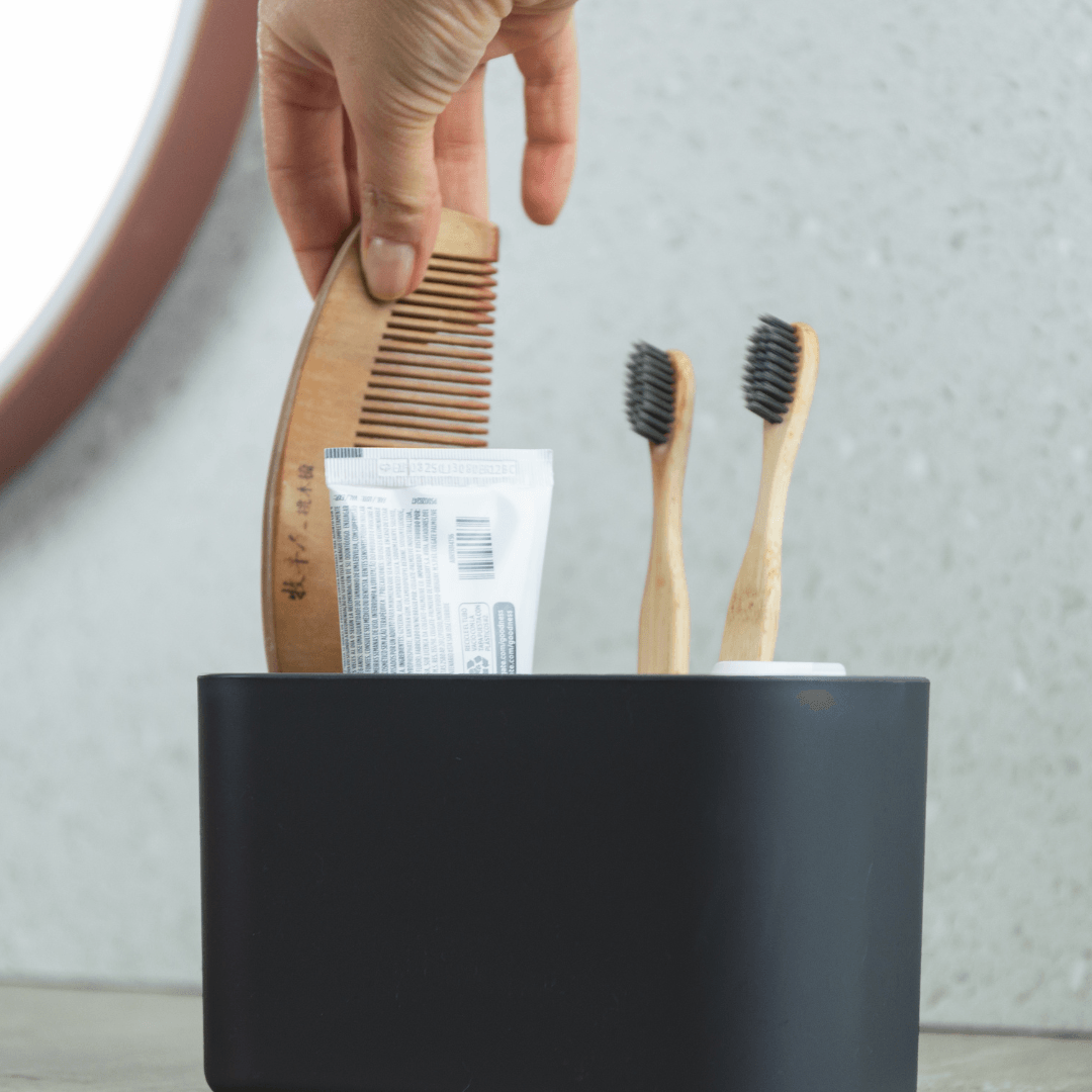 Organizador de Maquiagem com Divisórias Bold Preto 16,8cm
