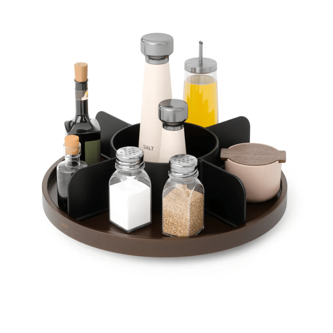 Organizador Giratório Bellwood em Madeira Preta 30cm