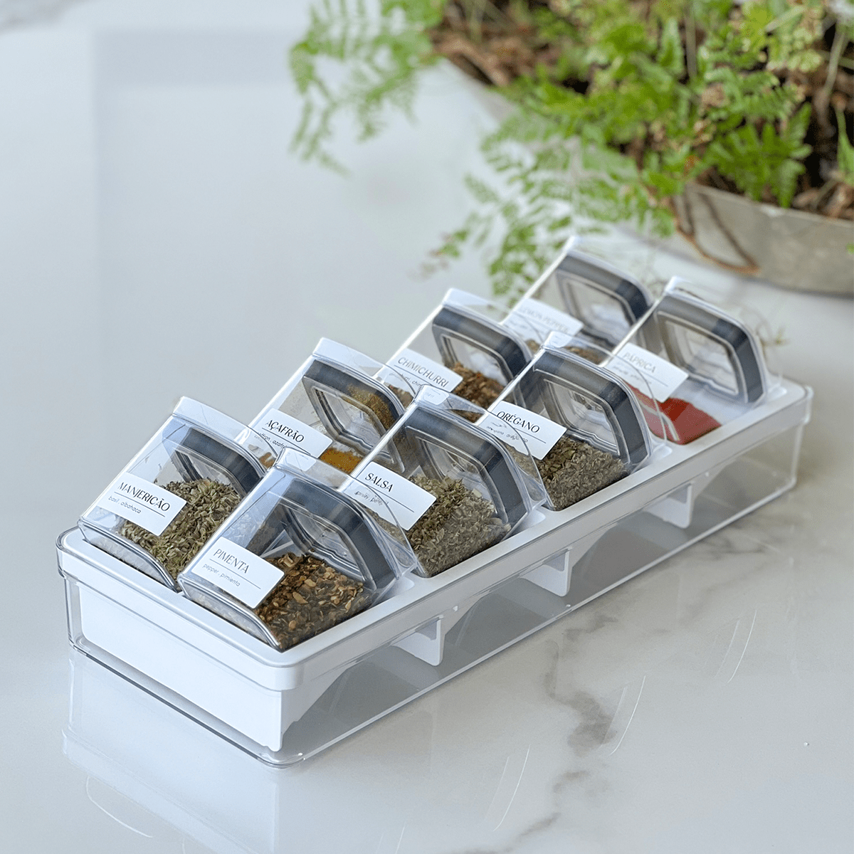 Organizador para Temperos Clear Natural 9 Peças