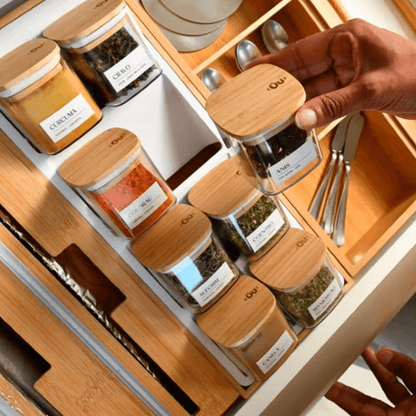 Organizador para Temperos Keep de Bambu 9 Peças