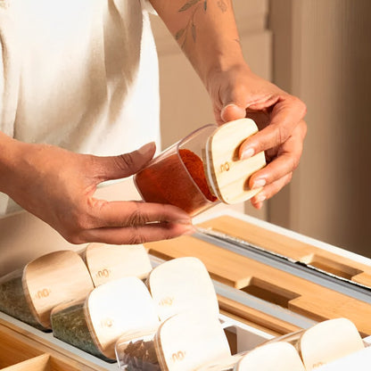 Organizador para Temperos Keep de Bambu 9 Peças