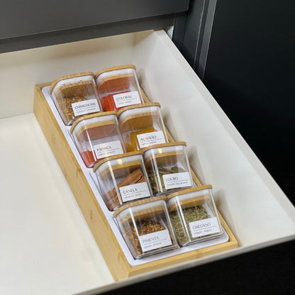 Organizador para Temperos Keep de Bambu 9 Peças