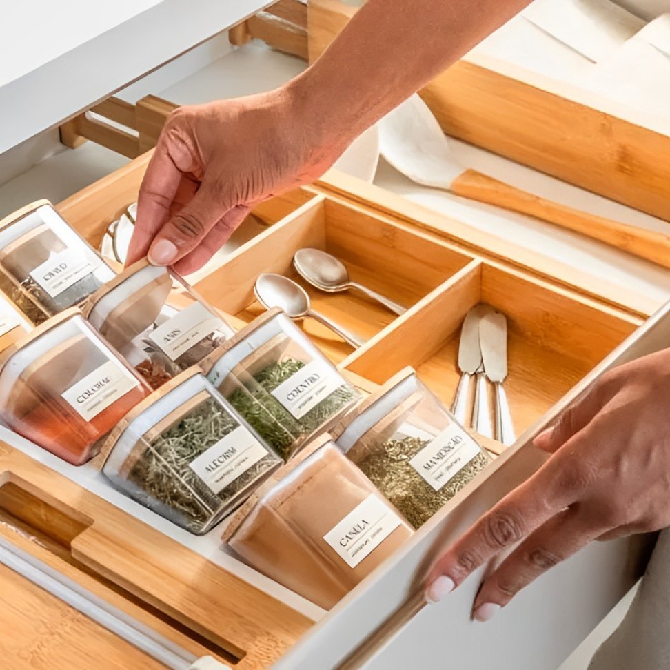 Organizador para Temperos Keep de Bambu 9 Peças