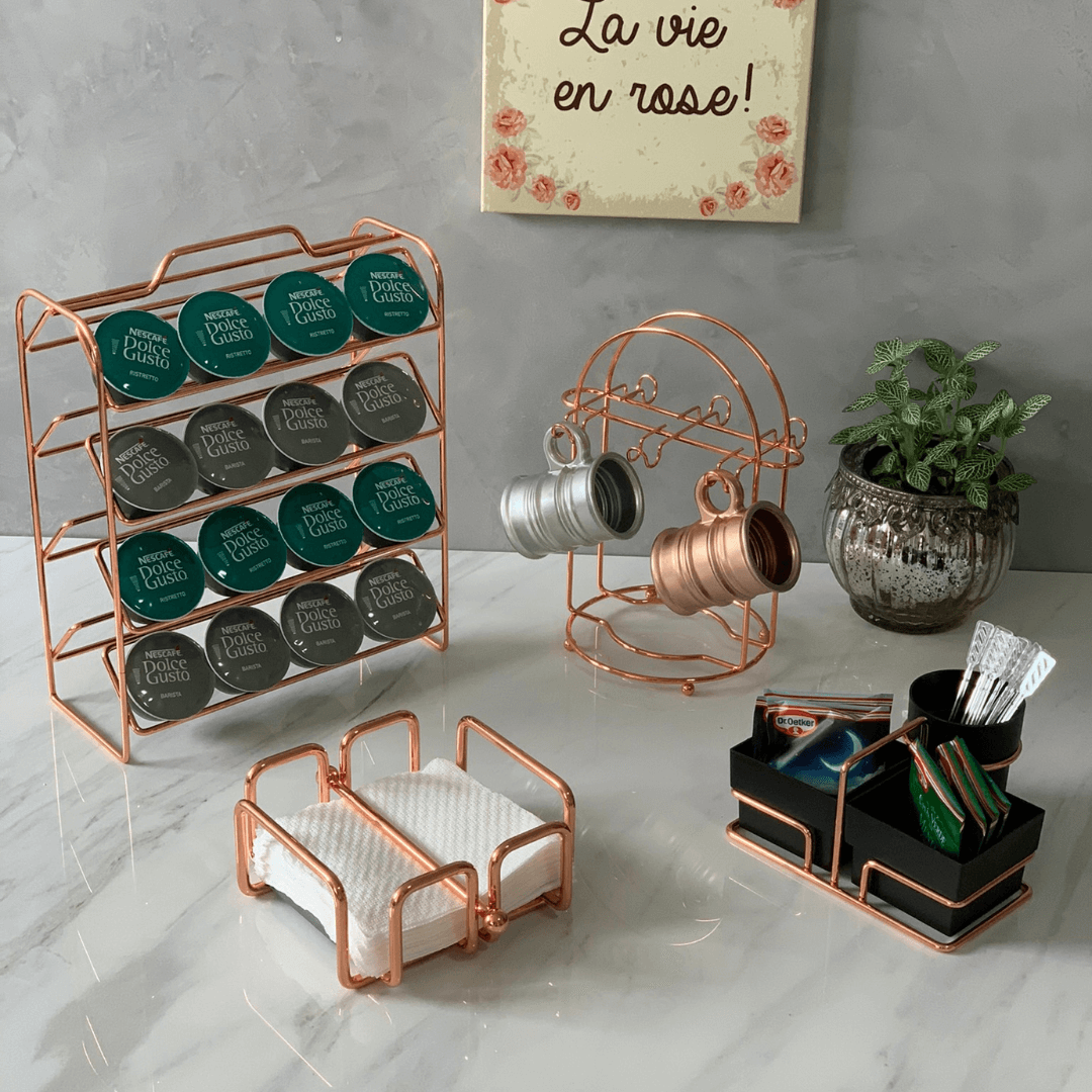 Porta Guardanapos Pequeno com Peso Aço Rose Gold - 14cm