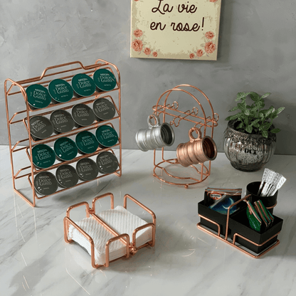 Porta Guardanapos Pequeno com Peso Aço Rose Gold - 14cm