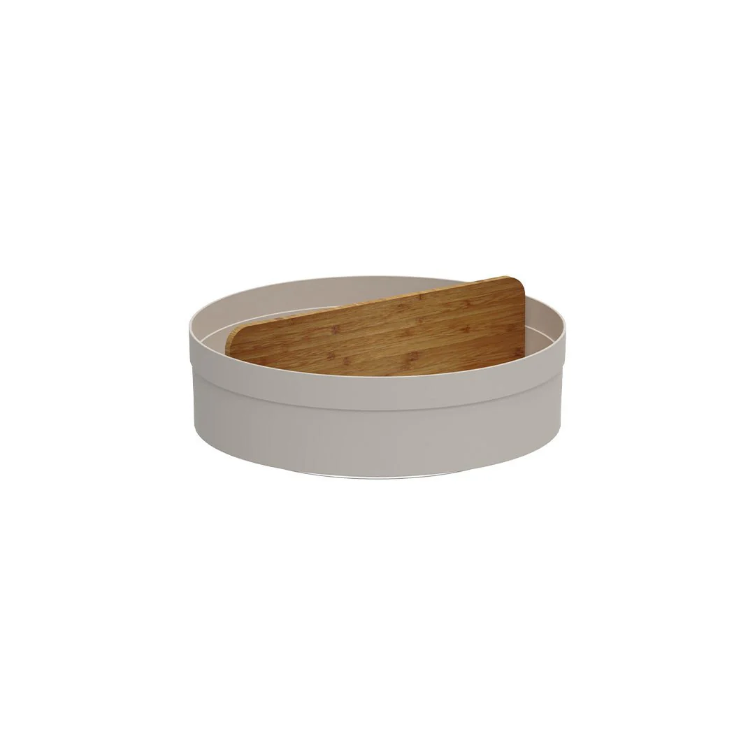 Organizador Giratório Lume com Divisória de Bambu Bege 25,5cm