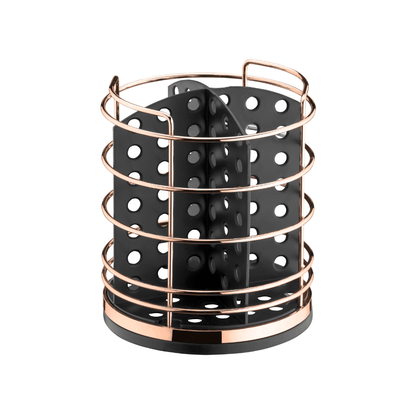 Porta Talheres Utensílios Preto e Rose Gold 15cm