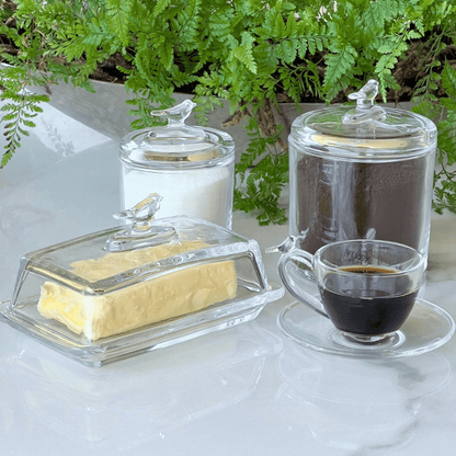 Jogo 4 Xícaras de Café Bird com Pires Cristal 80ml