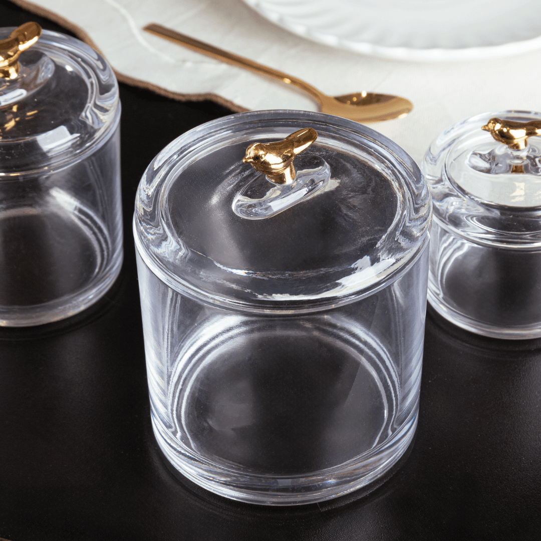Pote com Tampa de Cristal Ecológico Golden Bird 14,5cm