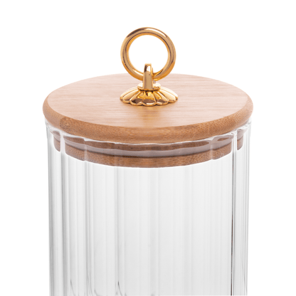 Pote de Vidro Classic com Tampa de Bambu 1,1 Litros