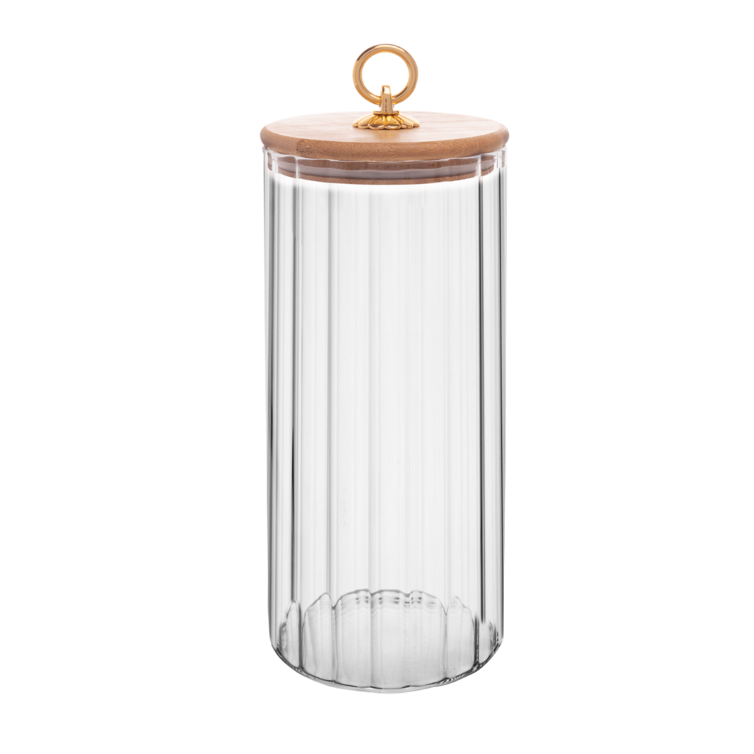 Pote de Vidro Classic com Tampa de Bambu 1,1 Litros