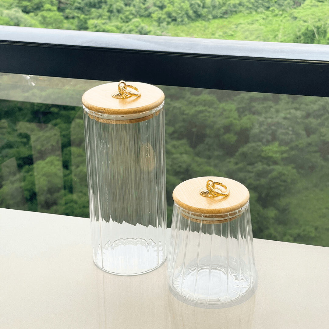 Pote de Vidro Classic com Tampa de Bambu 1,1 Litros