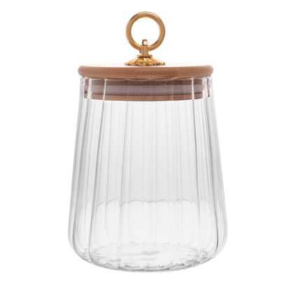 Pote de Vidro Classic com Tampa de Bambu 650ml