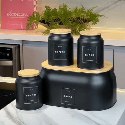 Pote Hermético para Café Sense Preto 1,1 Litros