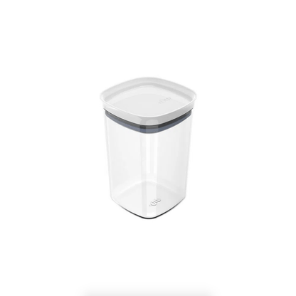 Pote Porta Mantimento Organizador Quadrado com Tampa Hermética Natural com Branco Block  1 Litro