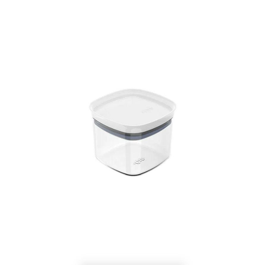 Pote Porta Mantimento Organizador Quadrado com Tampa Hermética Natural com Branco Block  450ml