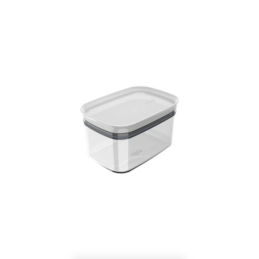Pote Porta Mantimento Organizador Retangular com Tampa Hermética Natural com Branco Fechado Block  650ml