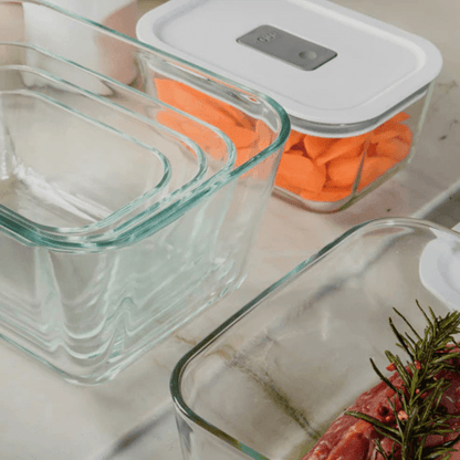 Pote de Vidro Hermético Tampa Branca Fresh Lock 2,4L